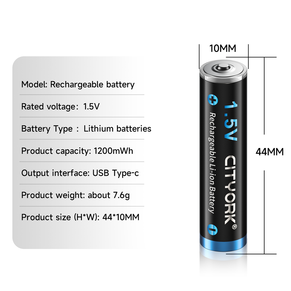 Reale Kapazität 1200mwh 1,5 v usb aaa Lithium-Akku aaa Lithium-Ionen-Akku + USB-Kabel niedrige Selbstentladung aaa Batterie