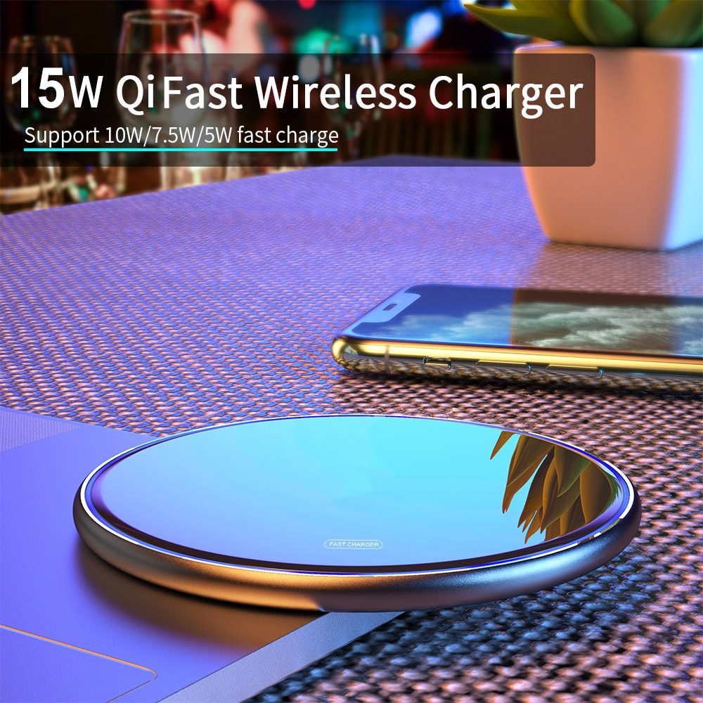 FDGAO 15W Fast Wireless Charger For Samsung Galaxy S21 S10 S9 Qi Induction Charging Pad for iPhone 13 12 11 Pro XS Max XR 8 Plus