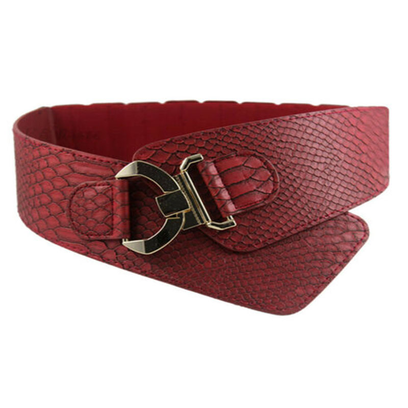 Ceinture de hanche large en cuir PU pour femmes et filles, ceinture élastique pour dames, accessoires de robe de ,: Rouge