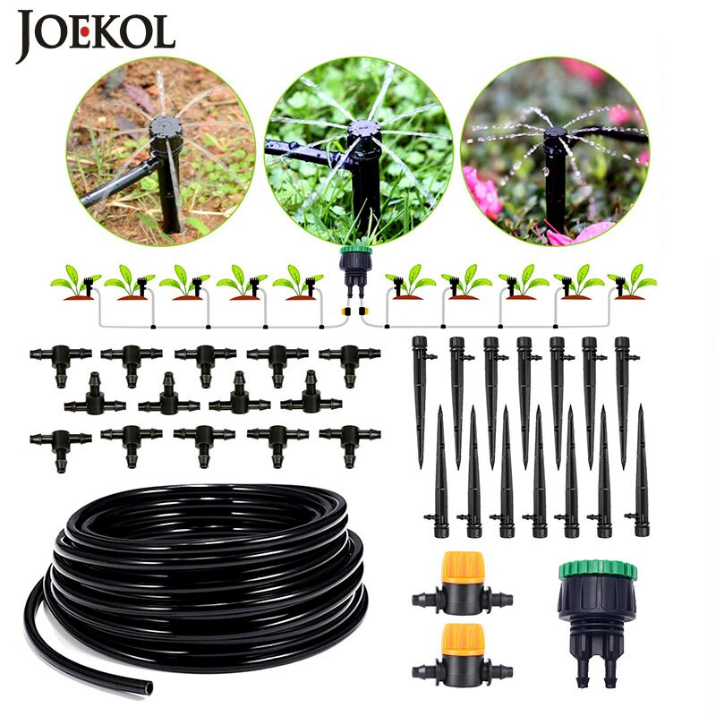 4/7mm Hose Drip Irrigation System 360 Degree Adjustable 8 Hole Sprinkler Garden Watering Kit Inserting Ground Micro Flow Dripper