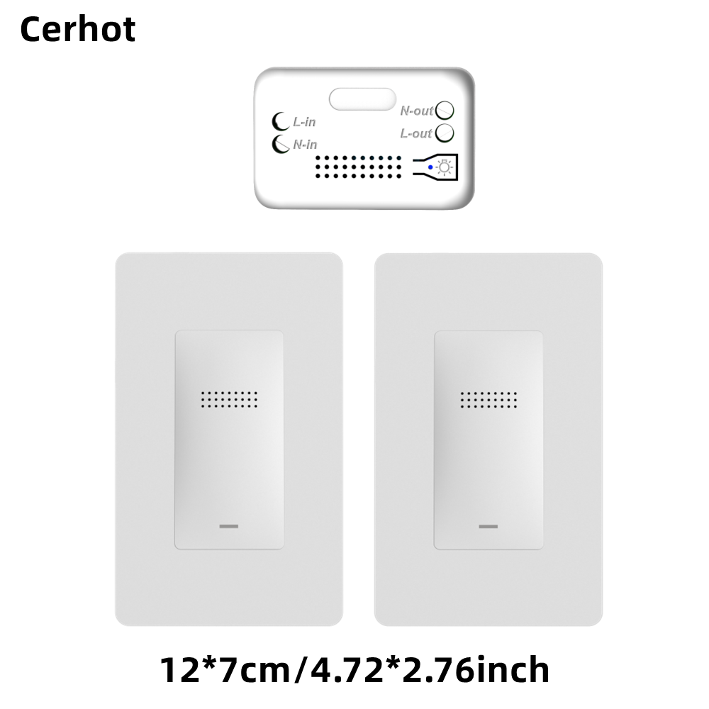 Cerhot interrupteur sans fil auto-alimenté bouton poussoir recevoir relais marche/arrêt interrupteur d'éclairage mural RF pas de batterie pas de câblage interrupteur de lampe à LED: Ivoire