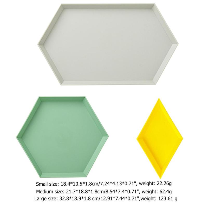 4 pièces/ensemble nordique géométrique polygone plateaux de rangement bureau combinaison plateau de rangement thé fruits assiette maison plaque décorative