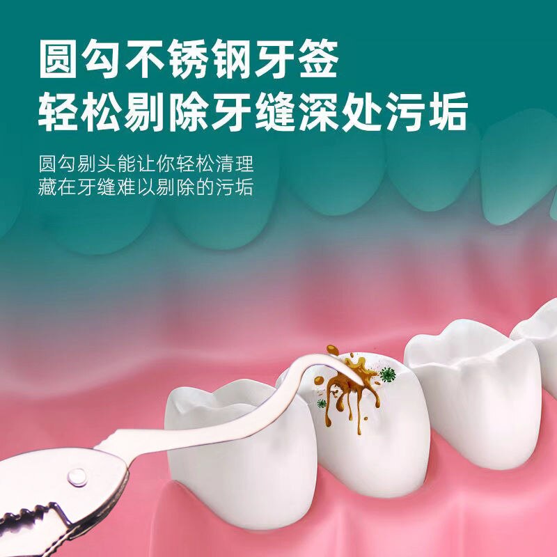 Hoogwaardige Tandenstoker Rvs Floss Pick Tand Draagbare Ultra-Fijne Haak Flesopener