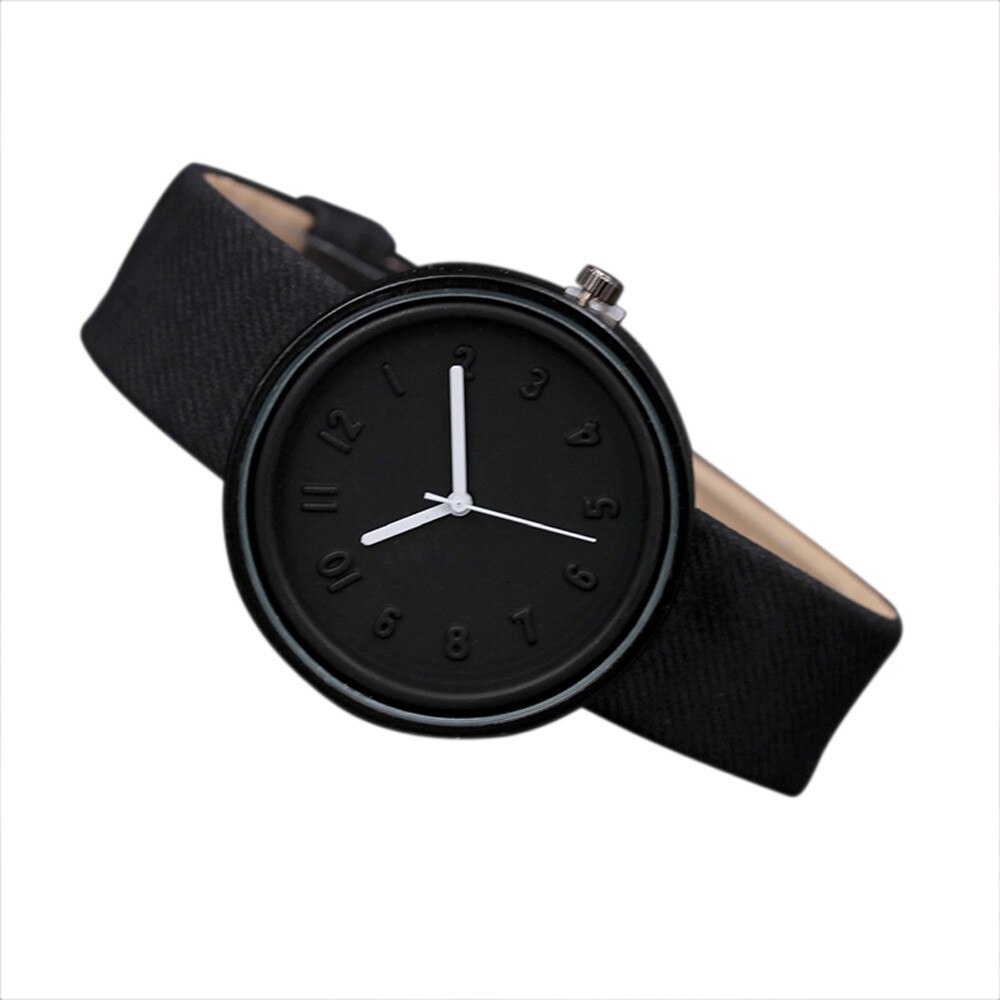 Simple Women Watch Unisex Korean Students Leather Band Analog Quartz Couples Wristwatches Ladies Watch Female Clock relogio: Black