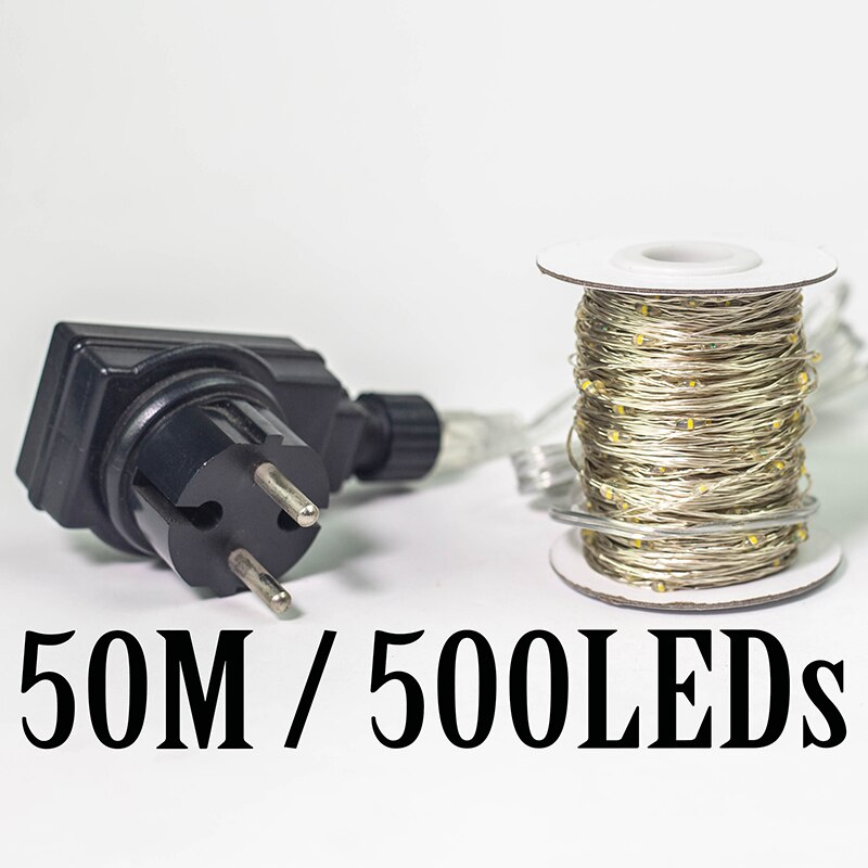 LONGEST LED String Lights 50 100Meters street garland Light Waterproof Outdoor Christmas Fairy Lights Wedding Decoration: 50Meters 500LEDs / White