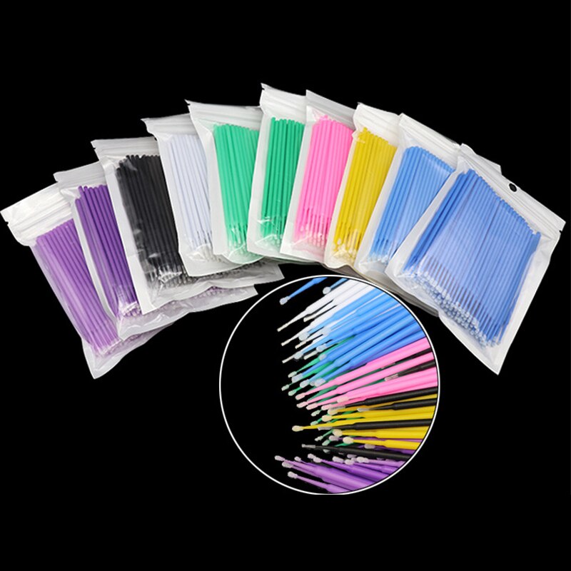 100 Uds desechables hisopo de algodón de extensión de pestañas herramientas Mascara cepillo aplicador pestañas extensión aplicador de maquillaje quitar herramienta