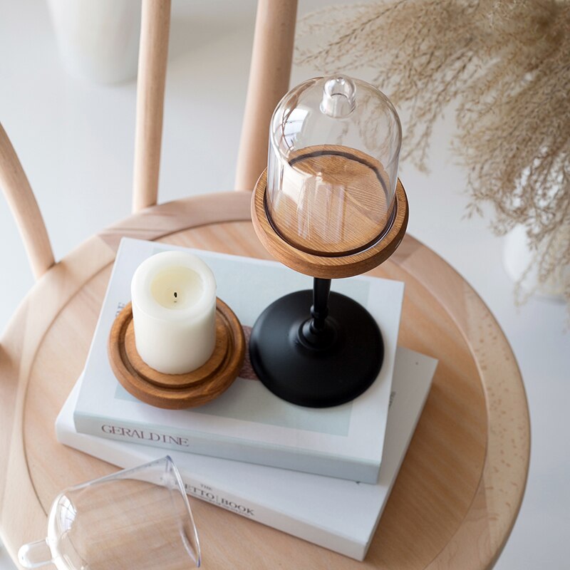Sweetgo wood cupcake stativ miclandscape/konserverede blomst lysestager med pc kuppel fest leverandør til bryllup