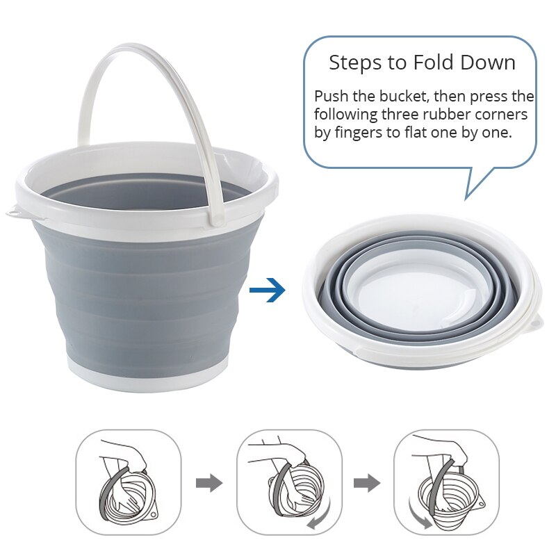 Thick Silicone Collapsible Bucket outdoor Home Portable Folding Bucket for Fishing Washing Supplies Warehouse Home Storage