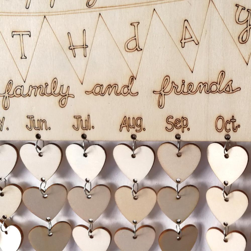 Happy Birthday Reminder Calendar Wooden Board DIY Crafts Plaque Wall Hanging Home Decoration Favor Family Mom Dad Friends
