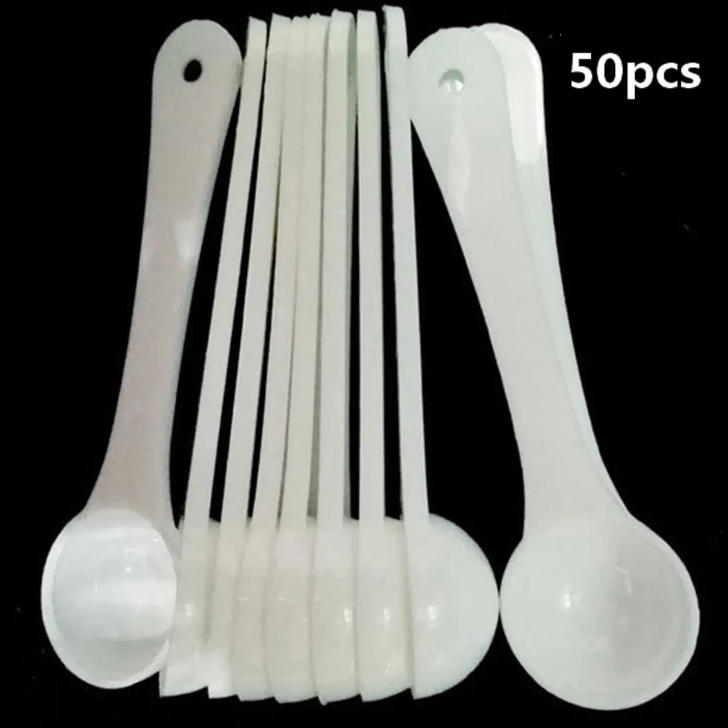 50pcs 1g spoon White Plastic Measuring Spoon reagent spoon Gram Scoop Food Baking Medicine Powder Tea Spoon Tableware