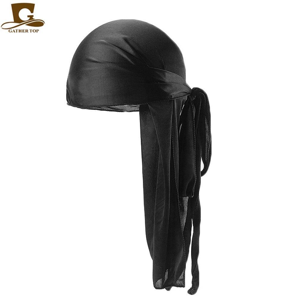 Durag Men Solid Color Silk Durags Women Breathable Turban Hair Bands 13Pcs/package: black