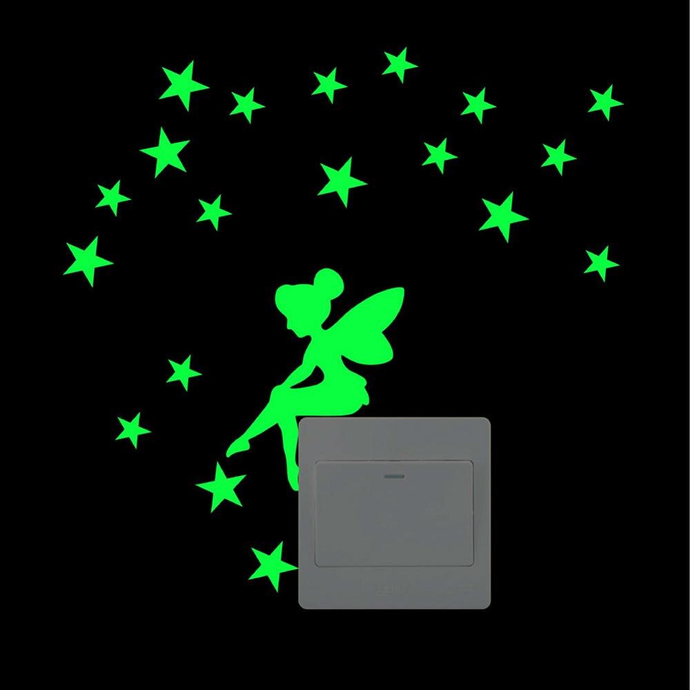 Lichtgevende Stickers, Schakelaar Muurstickers Fluorescentie Stickers Glow In The Dark, Woonkamer Slaapkamer Verwijderbare Muurstickers Muurschilderingen: fairy1