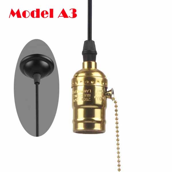 Met Schakelaar/Geen Schakelaar E27/E26 110 V-240 V Vintage Retro Aluminium Schroef Socket Hanger Lamp base Houder Hanglampen [DV5250]: Model A3