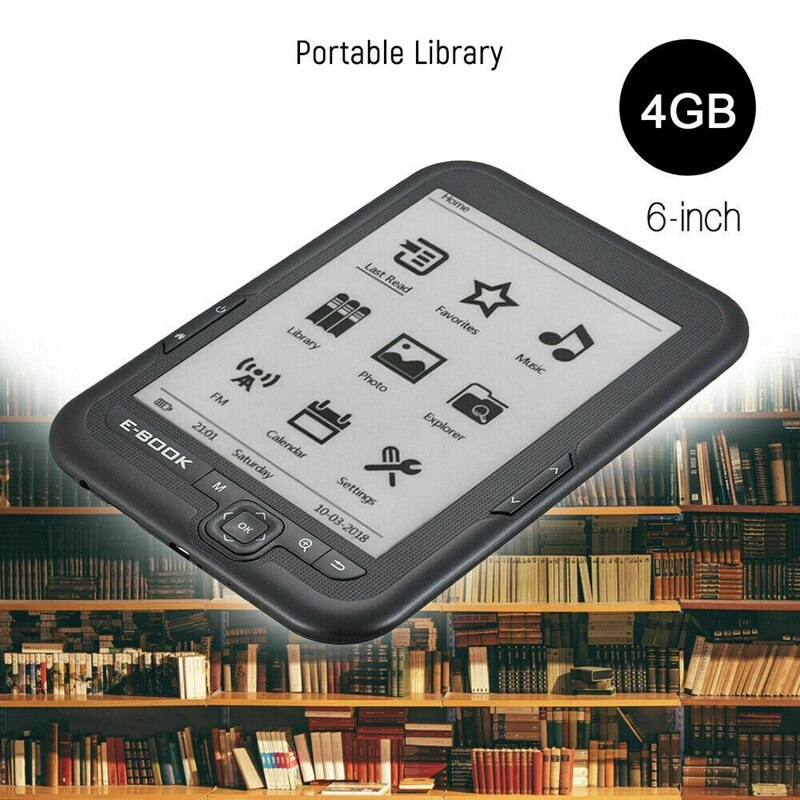 6 pouces 4GB Ebook lecteur e-ink capacitif E livre lumière Eink Sn E-Book e-ink E-Reader MP3 avec étui, WMA PDF HTML