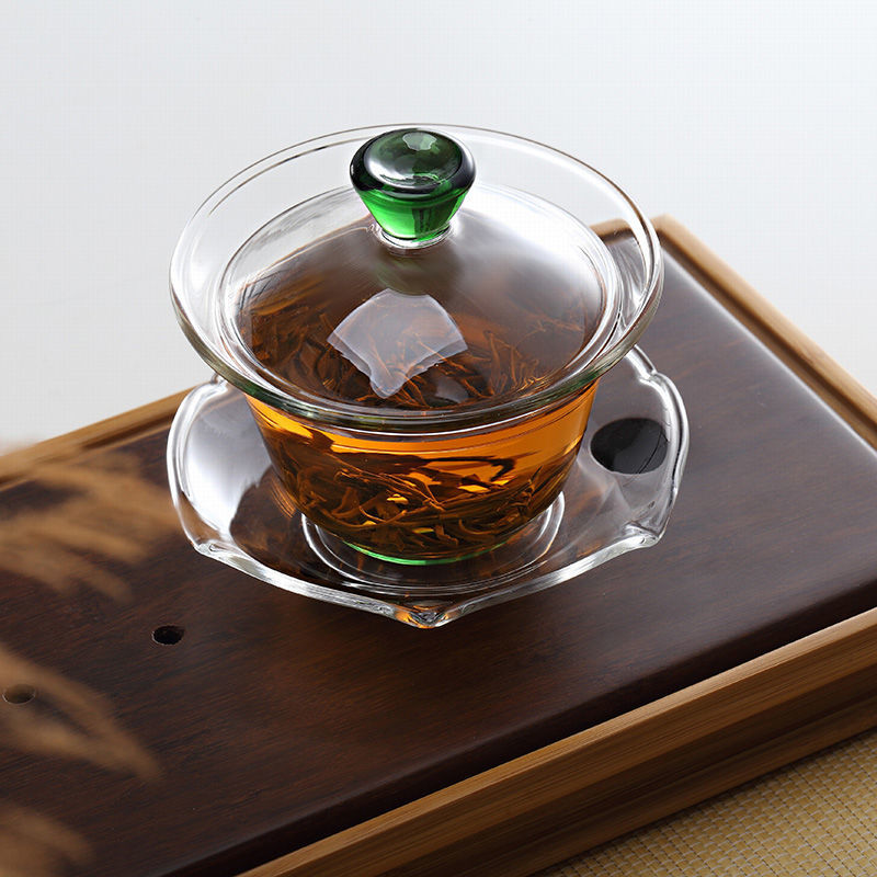Heat Resistant Glass Tea Tureen Transparent Bowl Cup Dish Set Household Teaware