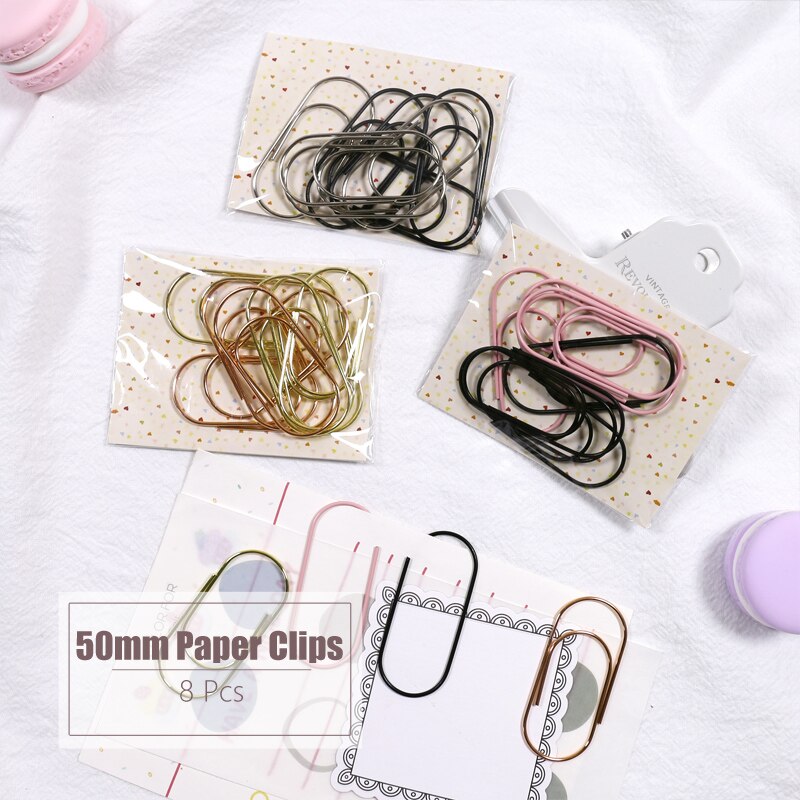 8Pcs Ins Stijl Planner Papier Clips 50Mm Leuke Metalen Materiaal Bladwijzers Voor Boek Tijdschriften Briefpapier School Kantoorbenodigdheden