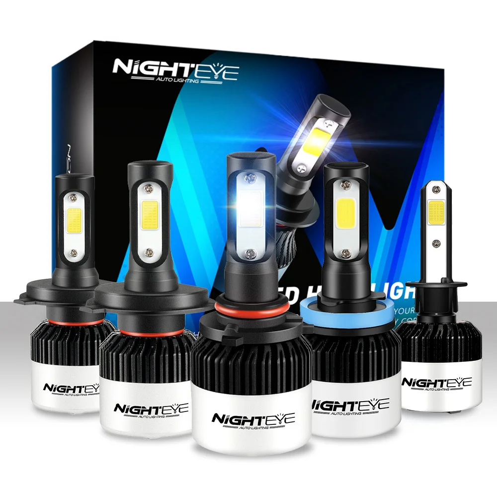 NIGHTEYE faros de coche superbrillantes H7 LED H4 led H8/H9/H11 HB3/9005 HB4/9006 bombilla automática 72W 9000LM faros de automóviles 6500K