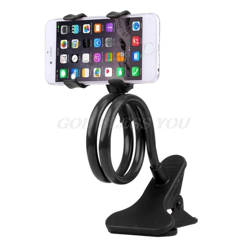 Mobile Lazy Bracket Two Clamp Flexible Phone Stand Holder for Cellphone Support: black