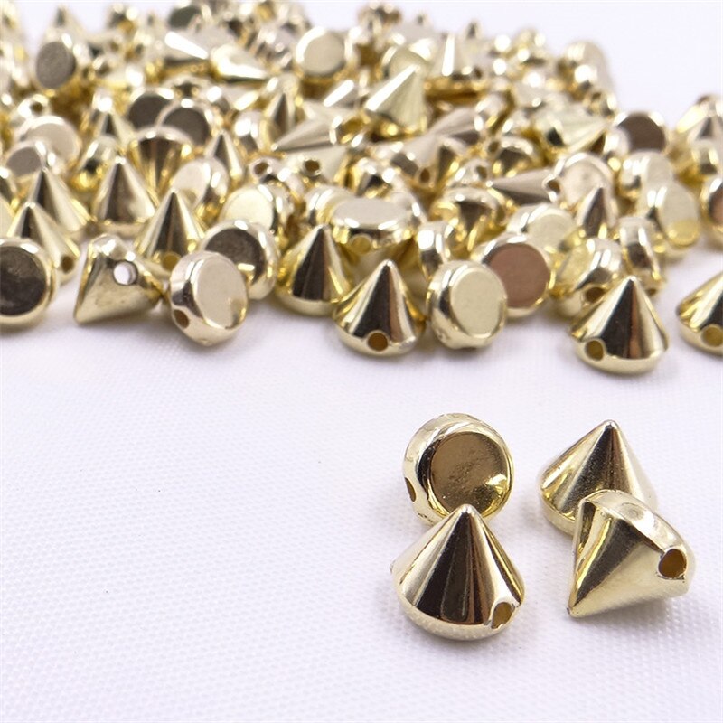 JUNAO-tachuelas y pinchos de Color plateado para costura, remache Punk para ropa de cuero, accesorios decorativos, 8mm, 500 Uds.