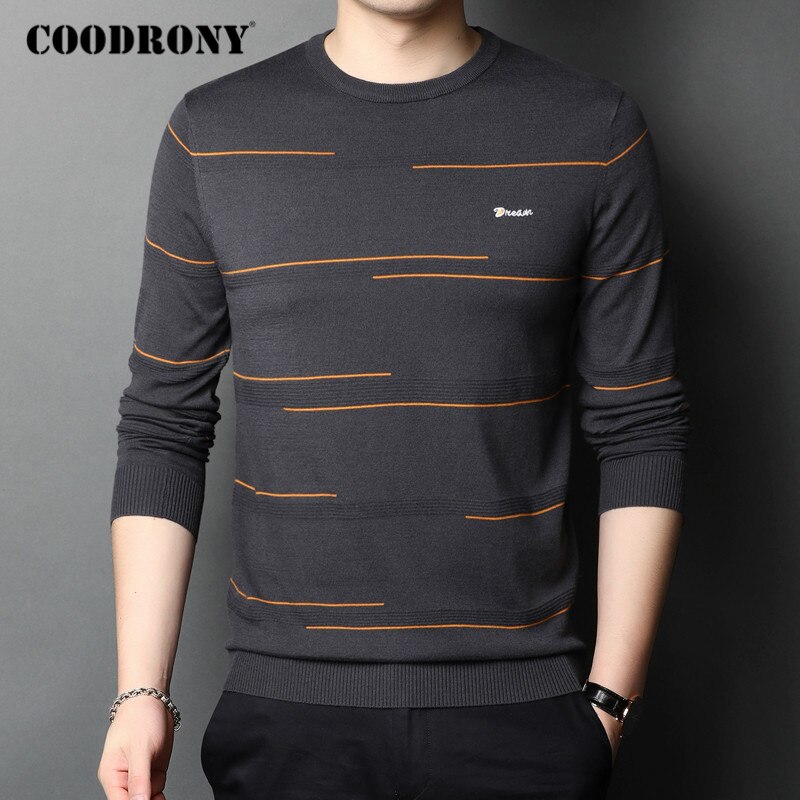 COODRONY Brand Sweater Men Streetwear Striped Pull Homme Autumn Winter Wool Knitwear Pullover Men C1097