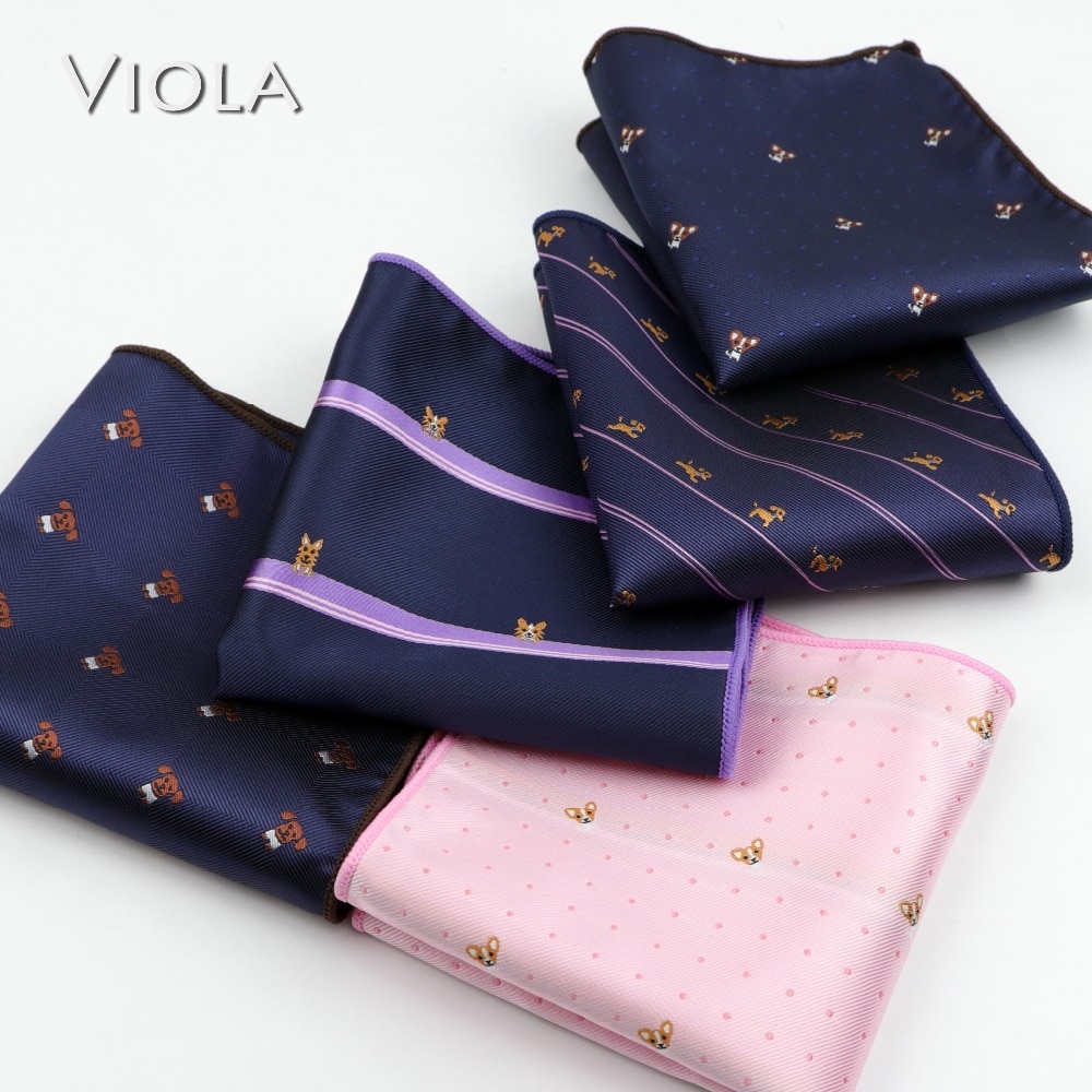 Dejlig corgi bamse doggy hankie jacquard polyester lomme firkantet business smoking slips mænd lommetørklæde gavetilbehør