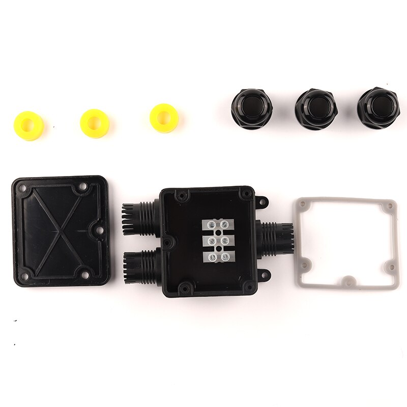 2/3 Way IP68 Black Outdoor Waterproof Cable Electrical Junction Box 41A/450V with Terminals for Light Wiring Accessories
