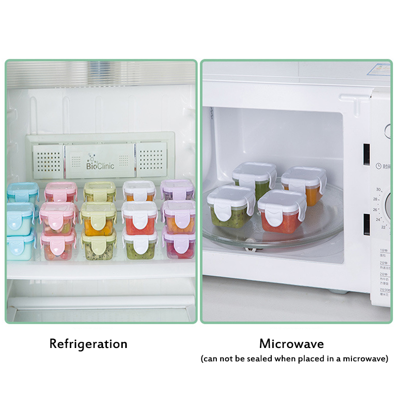 Juegos de cuencos de alimentación para bebé, 3 piezas, 60ml, platos de aprendizaje para bebé, cuenco de comida auxiliar, Mini cajas de almacenamiento selladas portátiles, puede microondas