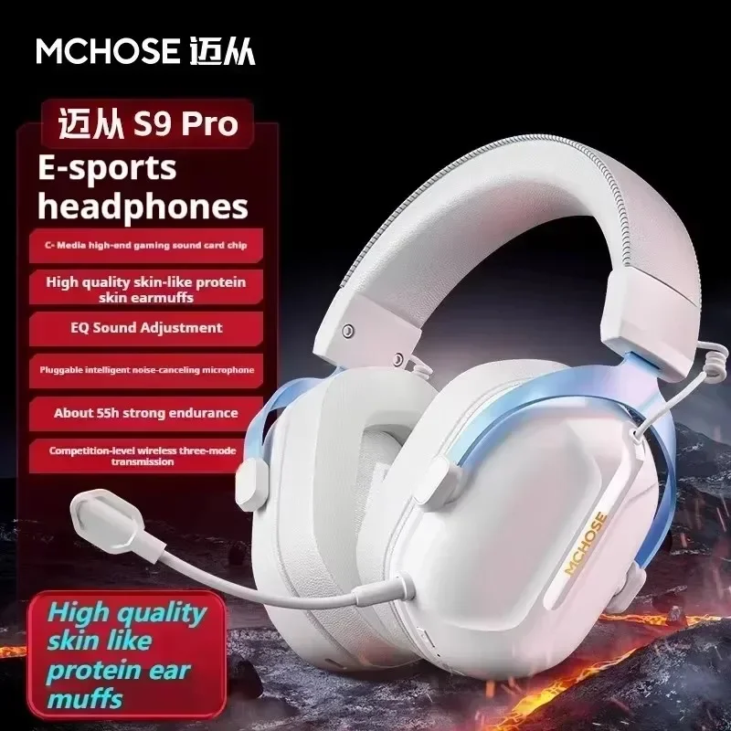 MCHOSE S9 Pro e-sport casque de jeu 3 modes sans fil en alliage d'aluminium AI réduction du bruit casque de jeu accessoire de jeu personnalisé: green