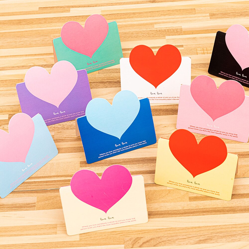 10pcs/bag Mixed Color LOVE Heart Shape Greeting Card Valentine's Day Card Wedding Invitations Card ChristmasThank Cards