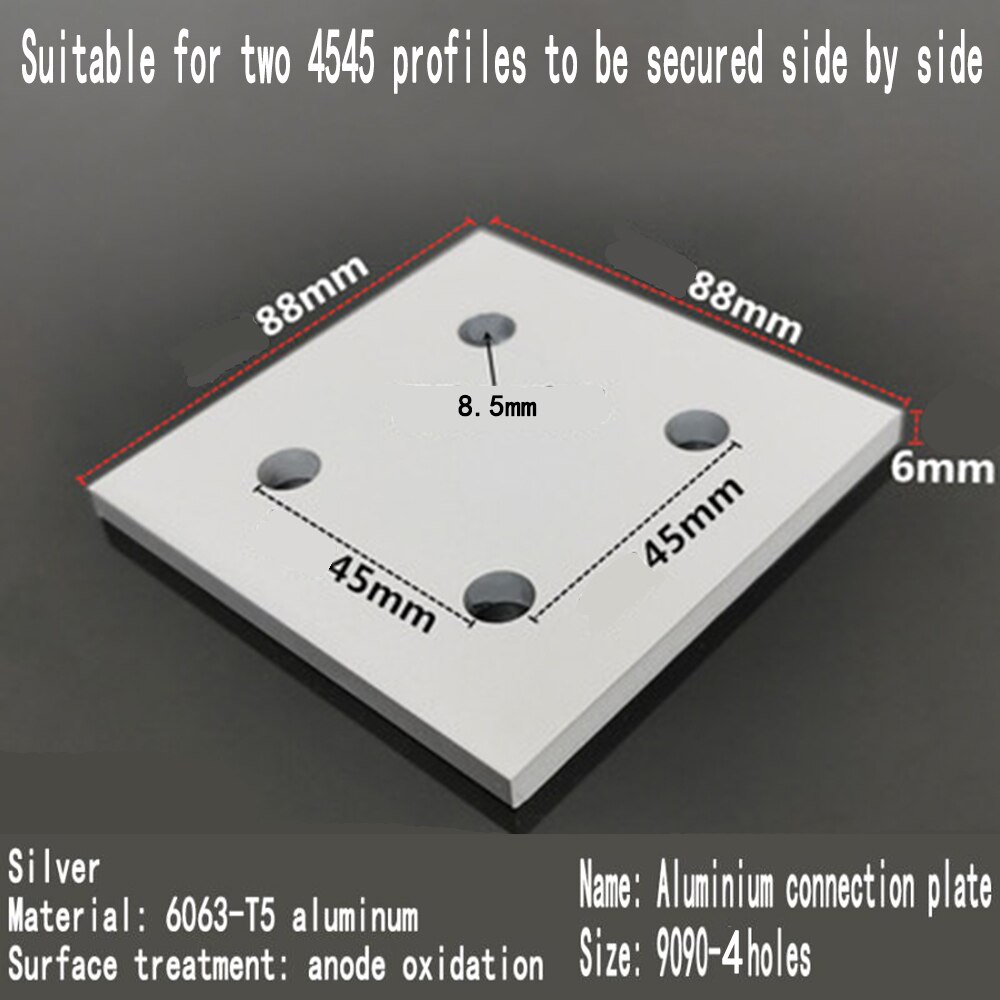 Vertical connecting plate aluminum profile reinforcement plate /3030/4040/4545/6060/8080/9090 hole one word connector: 9090-4 Hole