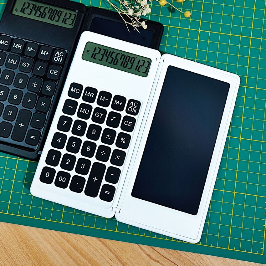 Folding Scientific Calculator Tablet Digital Drawing Pad with Stylus Pen LCD Writing Board Erase Button Lock 12 Digits Display