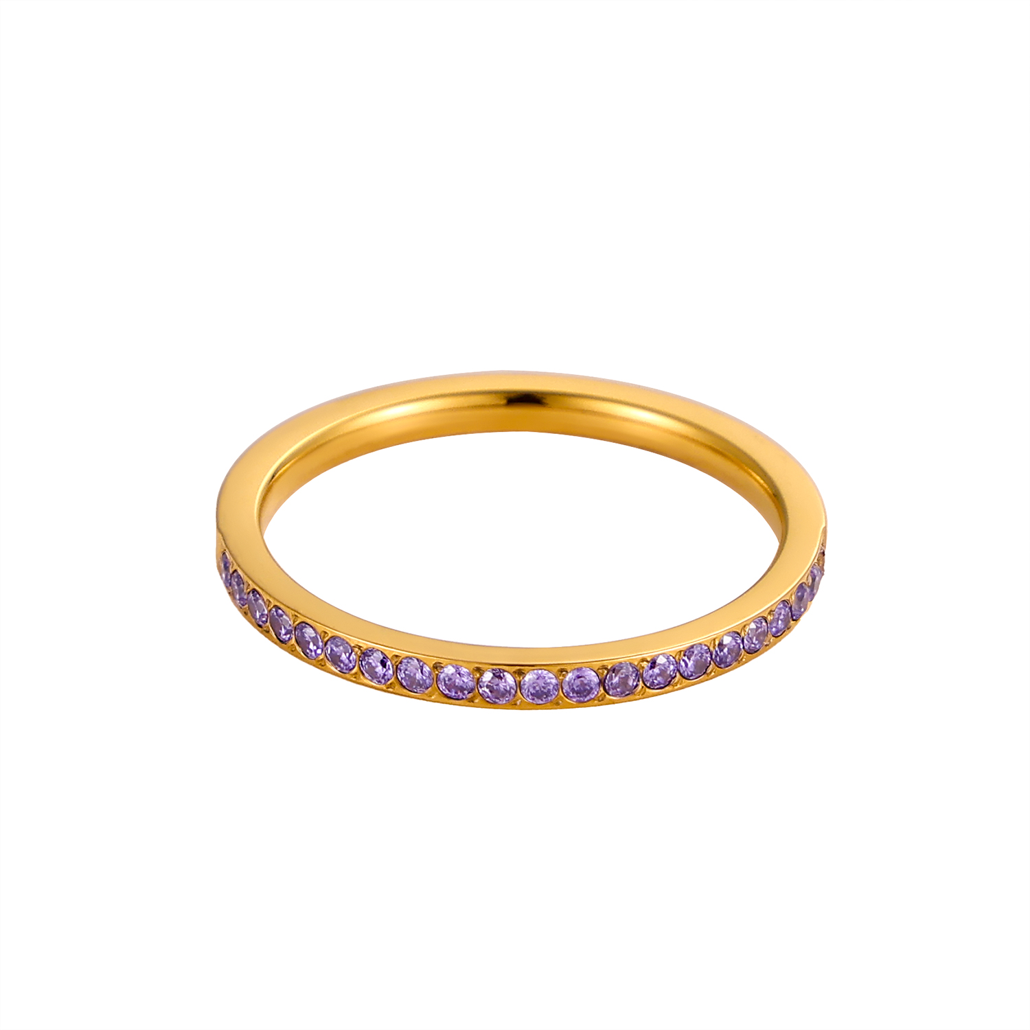 Carlidana mini zirkonia 12 geboortesteenringen voor dames, roestvrij staal, goudkleurige vingerring, verlovings- of trouwsieraad: 7 / Groente