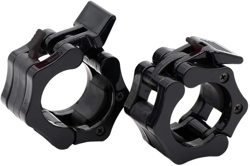 Olympic Barbell Clamps 2inch Quick Release Pair of Locking Weight Bar Plate Locks Collar Clip for Weightlifting Fitness Training: Black
