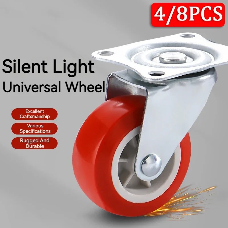 4/8 Stuks Meubels Caster 1.5 "Zachte Rubberen Universele Wiel Zwenkwiel Roller Wiel Voor Platform Trolley accessoire Meubels