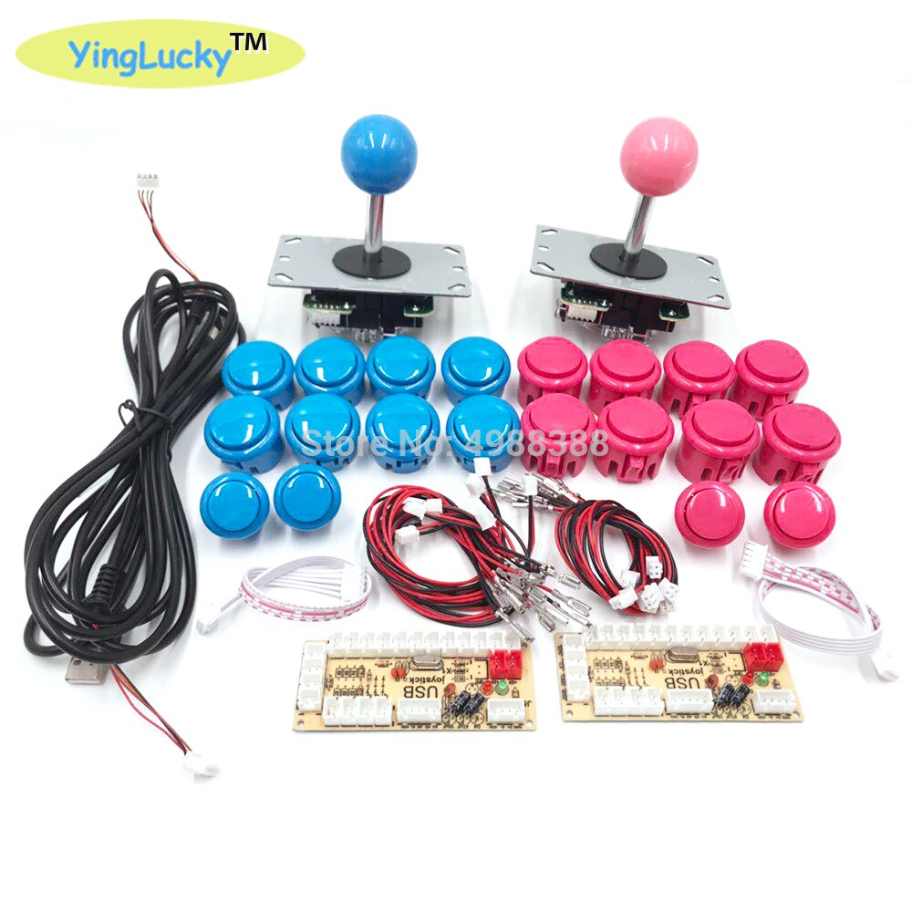 Zero Delay USB Encoder fo Pc Arcade Joystick Buttons DIY Kit With 2pin Cables 8 Way 5pin Joystick for Mame Jamma Machine