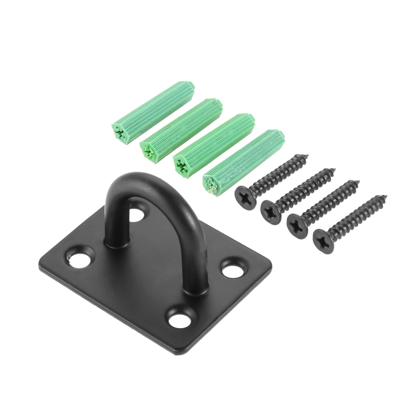 Plafond Gemonteerde Haak Stianless Staal Hanger U-vorm Ring Top Base Haning Fan/Kroonluchter/Plant Decor Black/Zilver Muur Hook Hold: Black M and screw