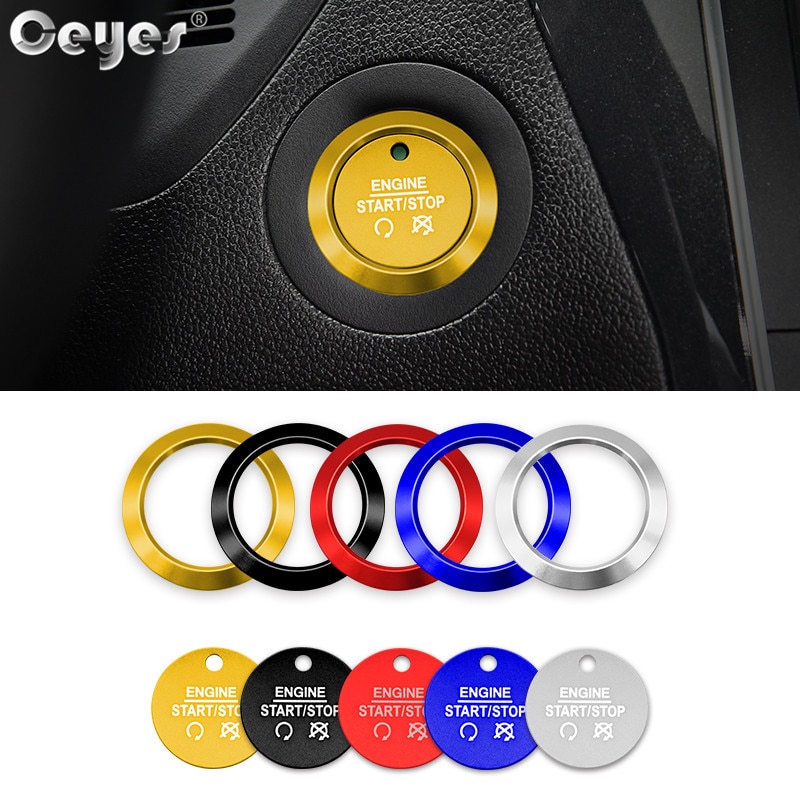 Ceyes Auto Motor Start Stop Knop Covers Voor Ford Explorer Focus Mustang Fiesta Ecosport Case Ring Cirkel Stickers Auto Styling