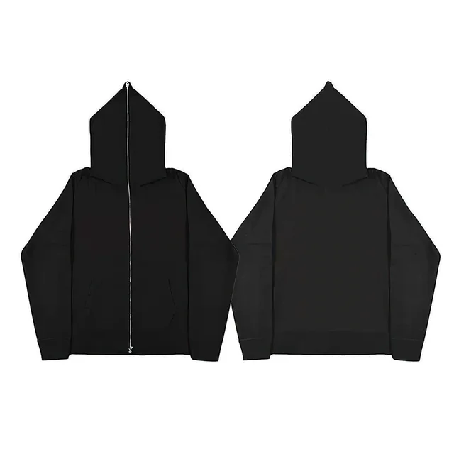 Herre oversized hættetrøjer med lynlås efterår vinter fleece hættetrøje solid lynlåsjakke sweatshirt koreansk hættetrøje herretoppe tøj: S / Sort