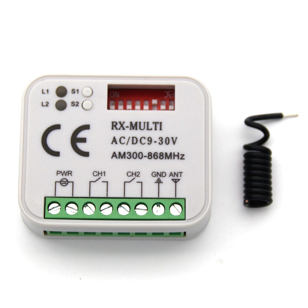 Garagepoort afstandsbediening ontvanger rx multi 300-900 mhz ac /dc 9-30v ontvanger voor garagedeur commando poort controle zender