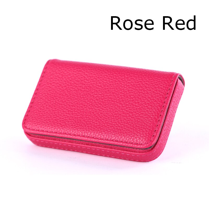Yuecimie Grote Capaciteit Unisex Visitekaartje Case Id Pouch Vrouwen Pu Lederen Card Box Man Credit Kaarthouder Zwart Bruin: Rose Red