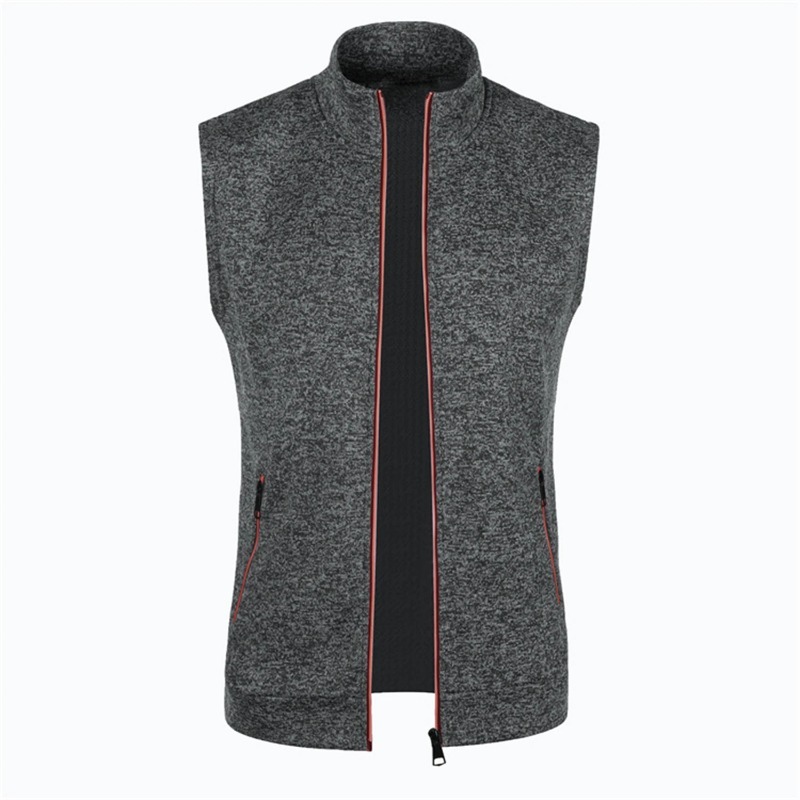 Cappotti senza maniche con cerniera da uomo autunno maglioni dolcevita da esterno traspirante tinta unita streetwear giacca gilet uomo top atletici: XXL / Beige