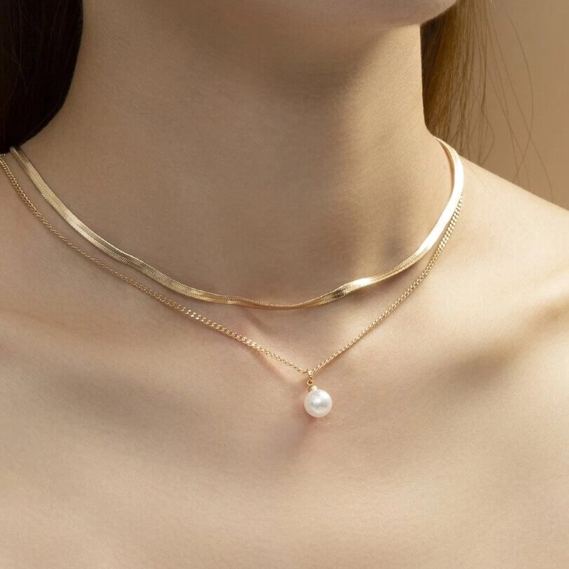 YWZIXLN 2021 Trend elegancka biżuteria ślubna duży naszyjnik z pereł dla kobiet moda biała sztuczna perła Choker naszyjnik N0179: Czarny, ocynkowany