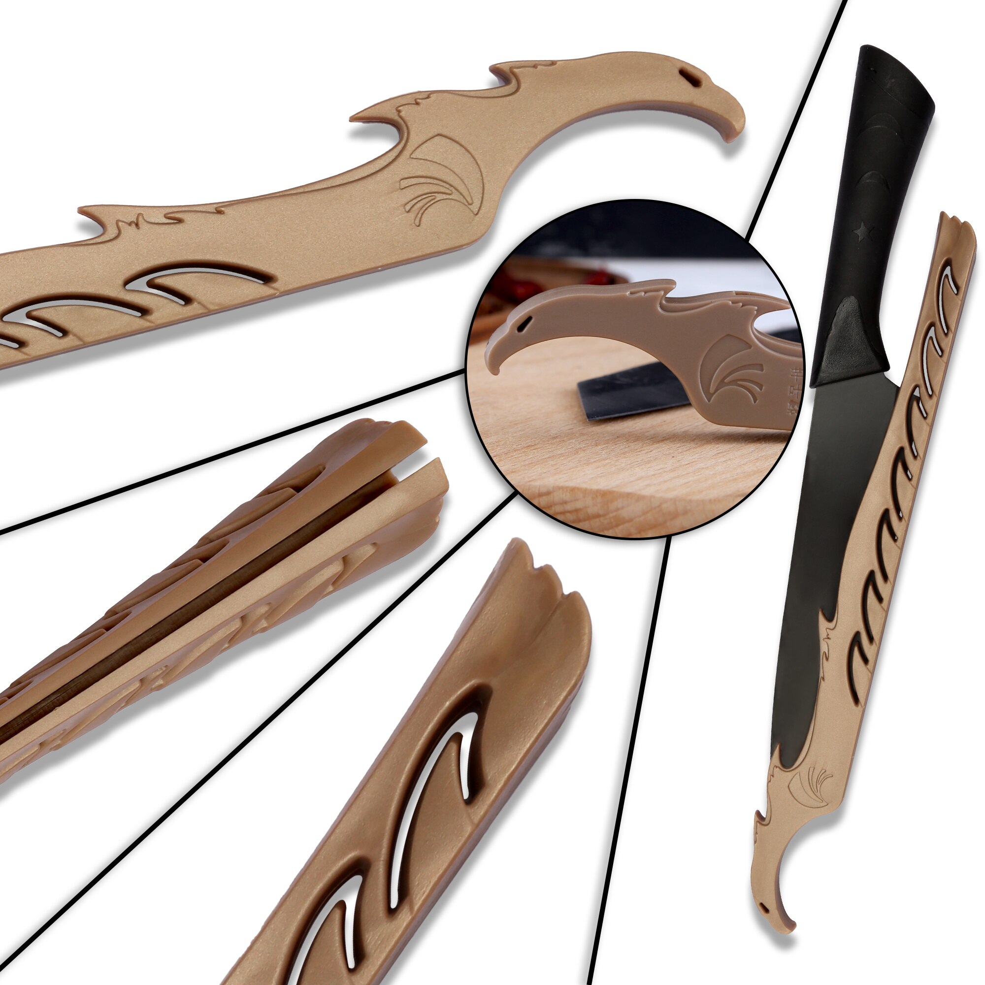 XYJ 3pcs Knife Holder 11.8 Inch Single Knife Storage Blade Protect Eagle Style Plastic Knife Standing Guard Sheath