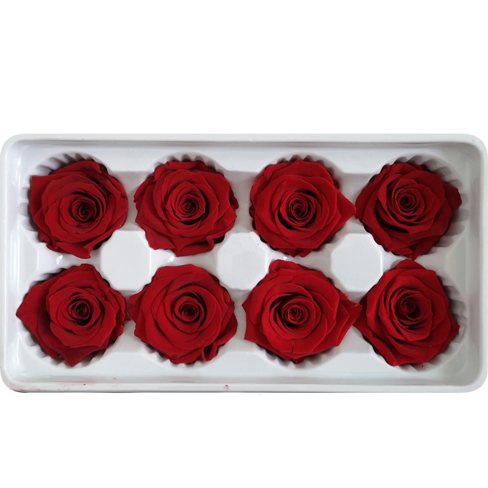 8 stk / kasse konserverede blomster blomst udødelig rose 5cm diameter mødres dag evigt liv blomstermateriale kasse