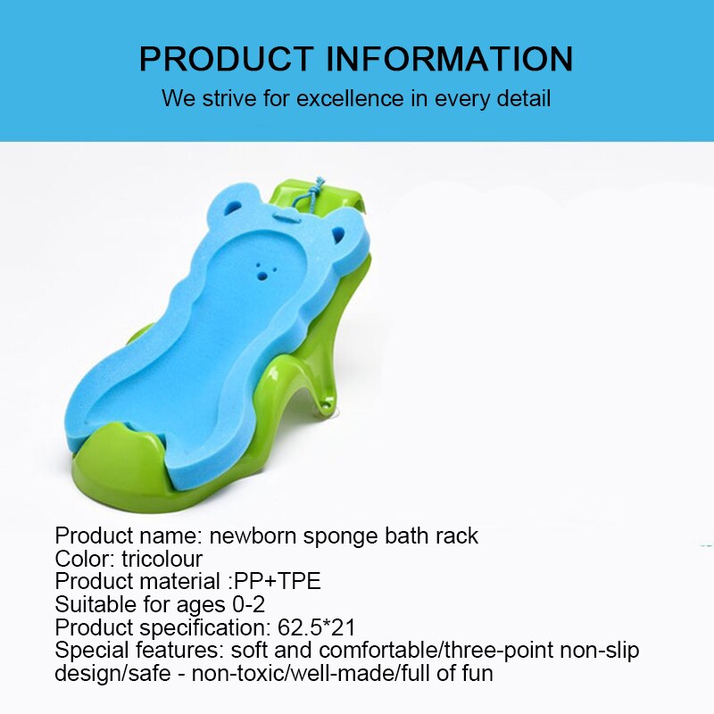 Soporte antideslizante para bañera de bebé, cama para el baño, cojín de esponja para ducha infantil, alfombrilla de baño de dibujos animados, esponja para ducha de bebé recién nacido