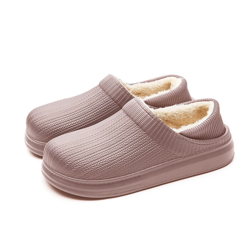 Original varm vinter bomuldstræsko indendørs afslappet varm hjemmesko eva flade træsko fodtøj: L.kaffe / 43
