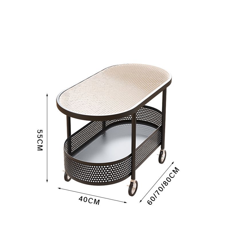 OLEVO Mobiele theetafel Woonkamer Thuis Bank Bijzettafel met wielen Bedhoofd Glazen kar te gebruiken Niet veel ruimte opnemen: Kleur