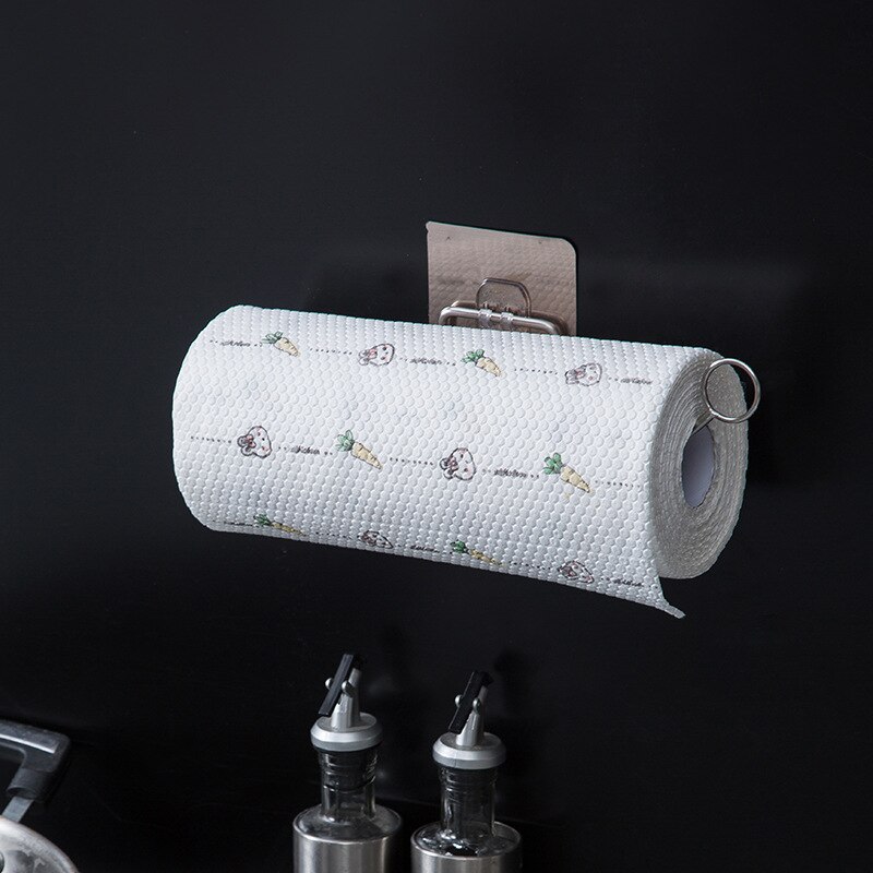 Punch-free Kitchen Hardware Towel Rack Storage Holder Hanging Waterproof Metal Kitchen Roll Paper Organizer Tissue Hanger