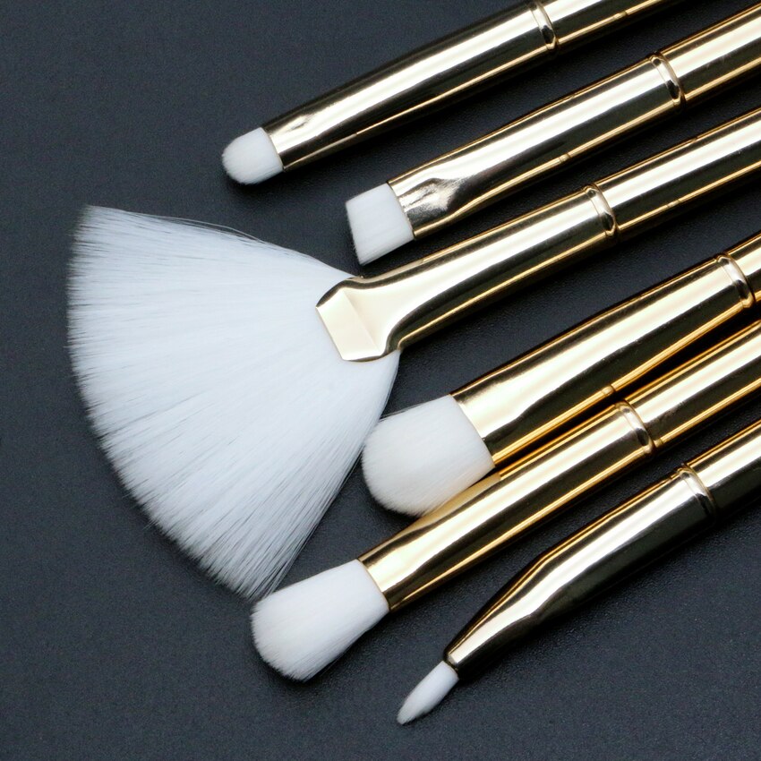 Sylyne Make-Up Borstel Set 10 Stuks Metalen Handvat Gold Soft Make Up Kwasten Kit Tools.