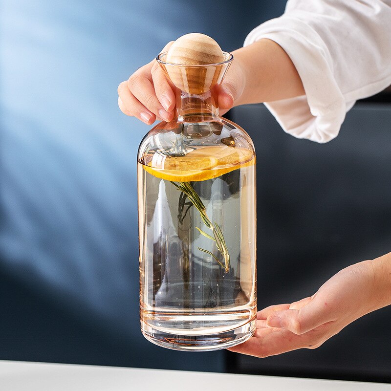 1200ML Amber Water Kettle Set and Cool Kettle Household Tea Kettle Cups Water Jug Crystal Glass Water Pitcher Glass Bottle